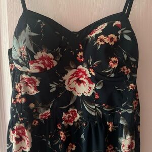 Rich emerald green maxi dress with rose print